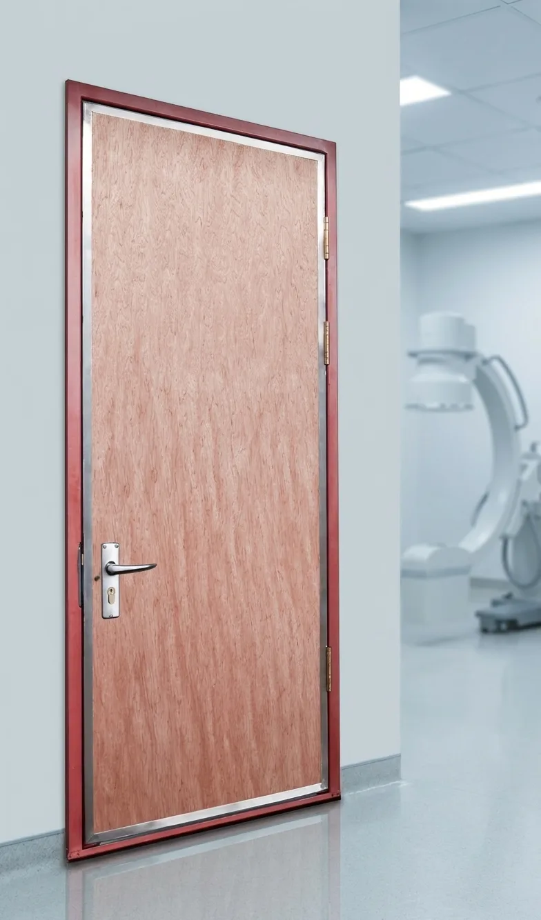 Lead-lined door installed in an X-ray room